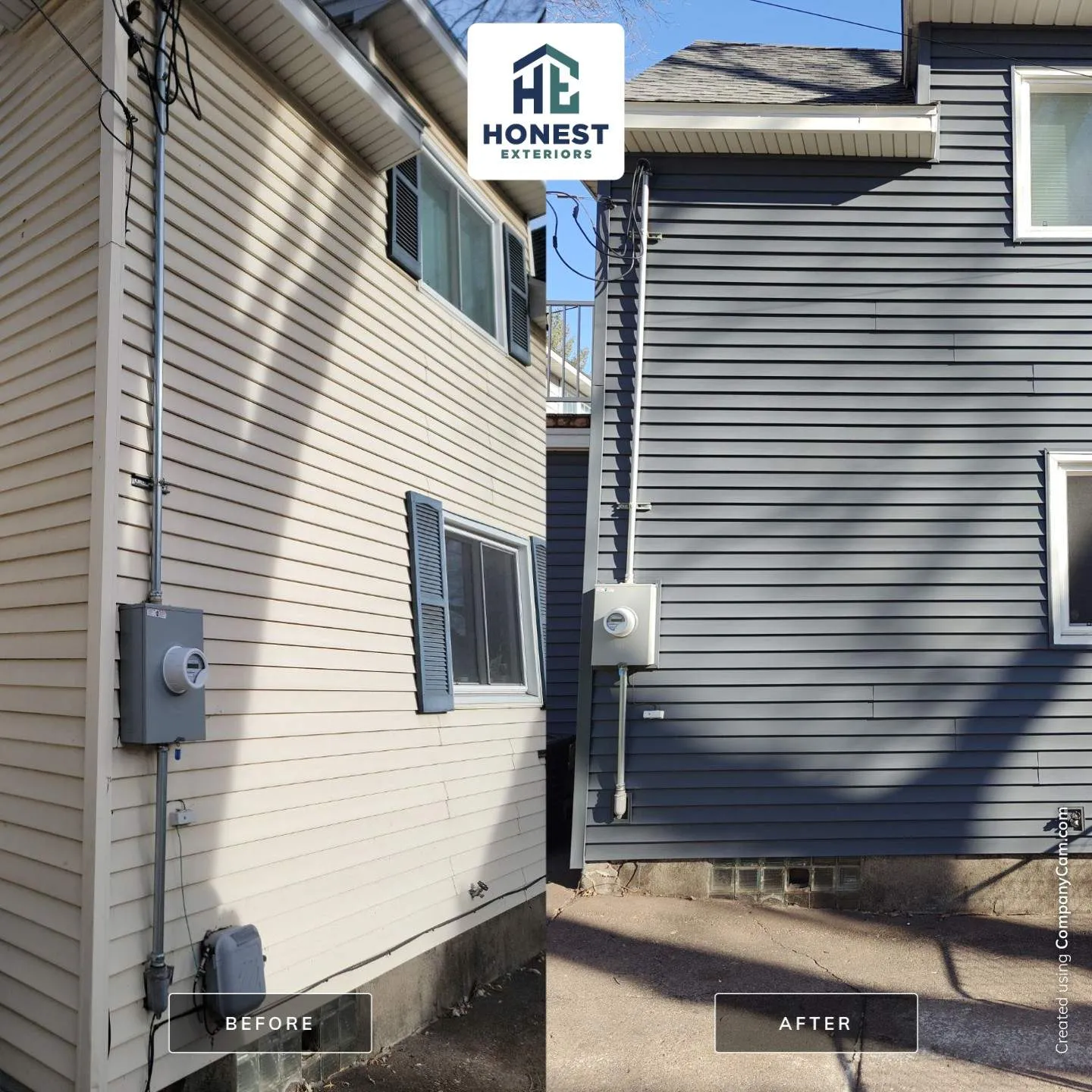 Cool Slate tones bring a modern edge to this home’s exterior transformation.